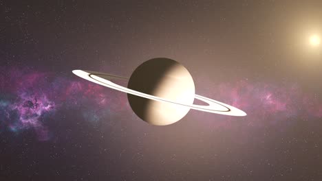 saturn in the vastness of space