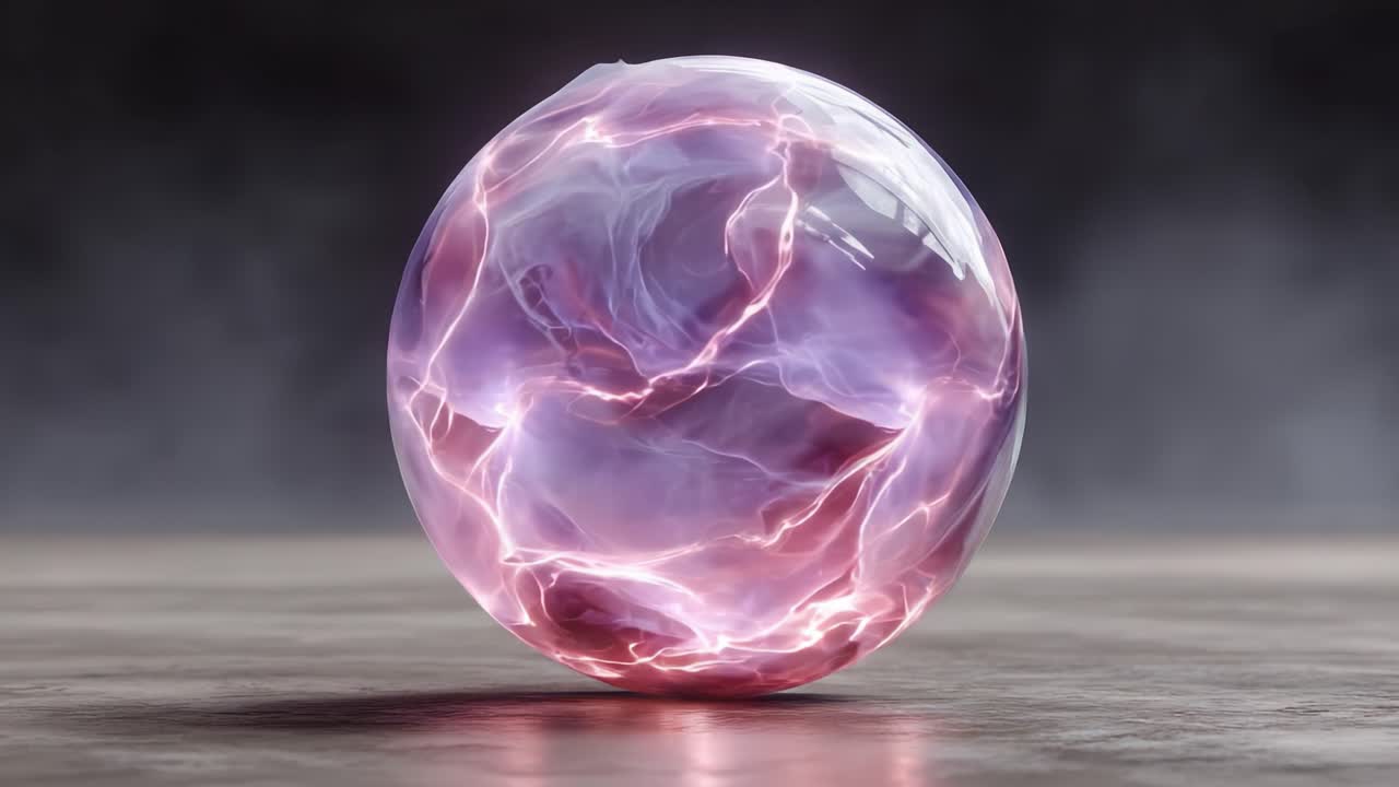A Stunning Ethereal Orb with Vibrant Purple and Pink Electric Swirls Captivatingly Illuminates the Surroundings with a Magical Aura of Dynamic Energy