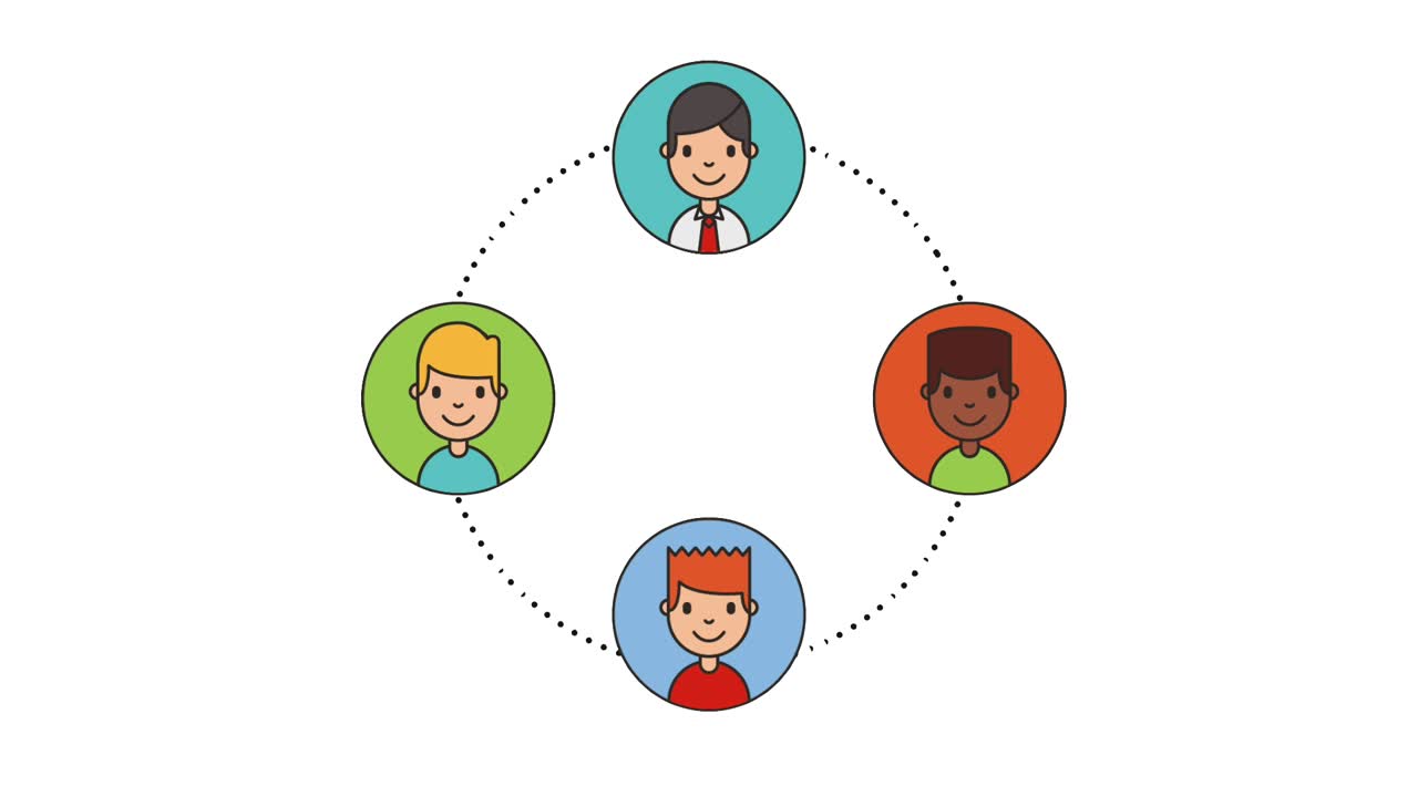 사람들 그룹 남자 캐릭터 네트워크 작업