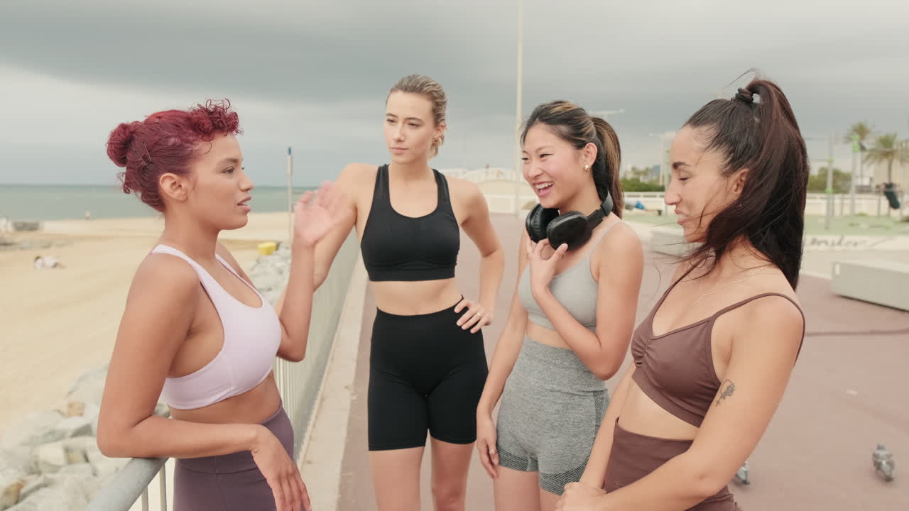 Friends After Workout on The Beach