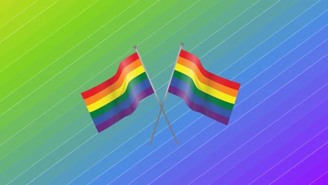 animación de banderas del arco iris sobre rayas del arco iris