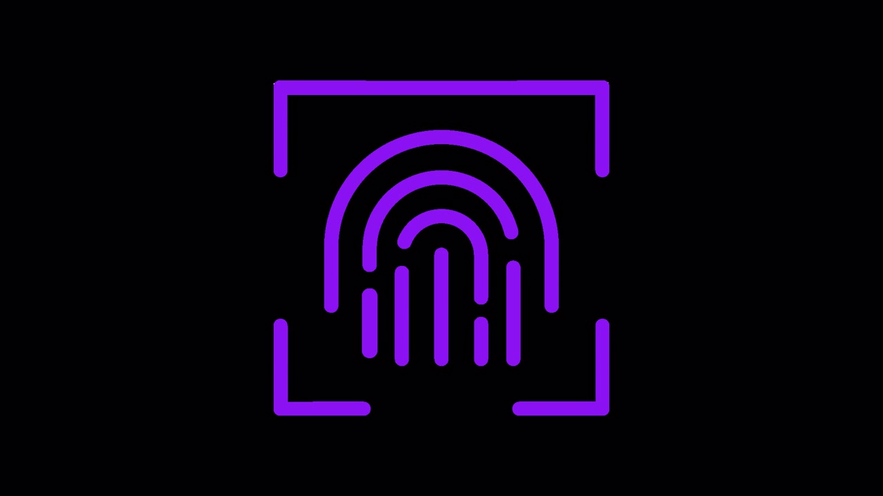 Digital Fingerprint Scanning Animation on Black Background