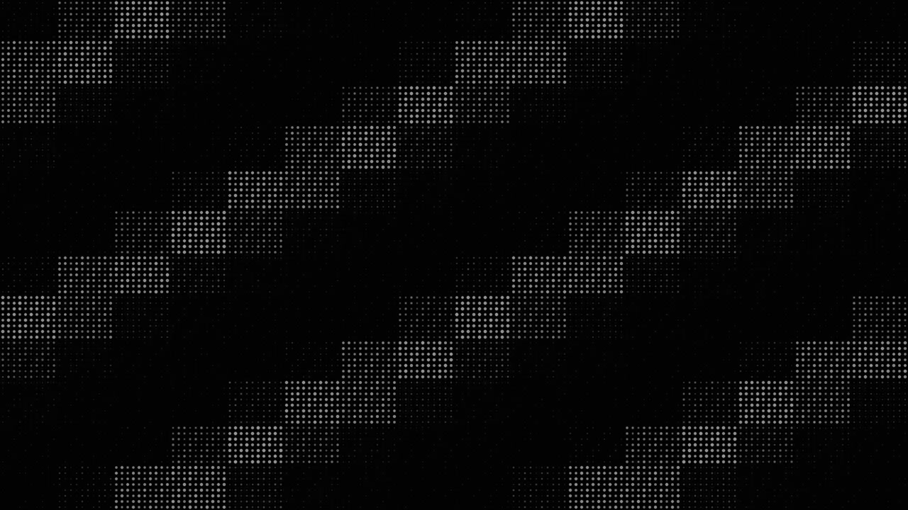 Minimalist dark grey halftone dot pattern moving diagonally across a black background. Perfect for modern tech, cyber, or retro futuristic video backdrops