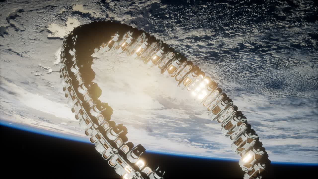 estación espacial futurista en órbita terrestre