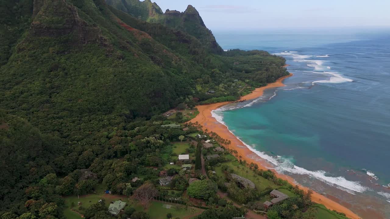CGI breathtaking aerial views of Na Pali Coast beach—ideal for showcasing Hawaii’s stunning natural beauty, coastal landscapes, and tropical paradise scenery.