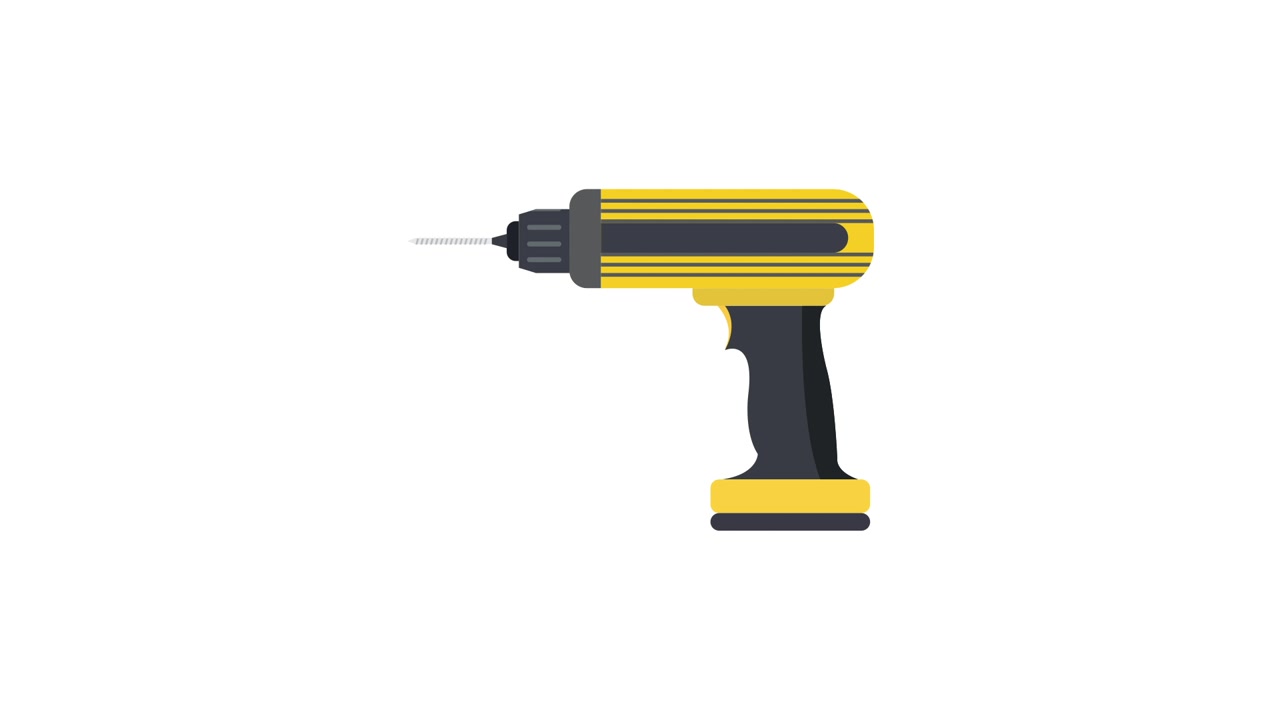 Animated Illustration of a Yellow and Black Drill with Extending Bit
