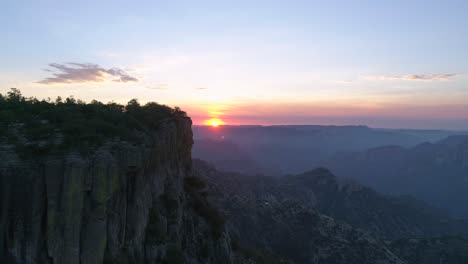 aerial shot of the sunrise at divisadero, copper canyon region, chihuahua