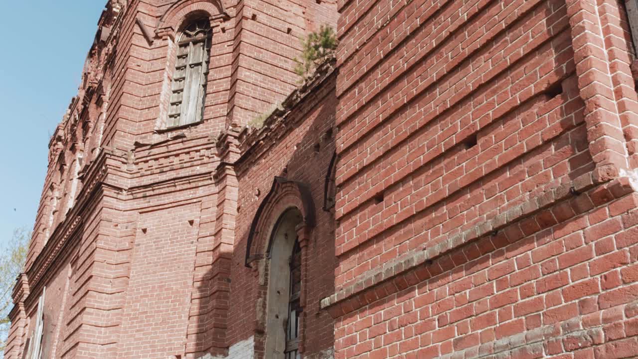 Ruined Red Brick Church Building
