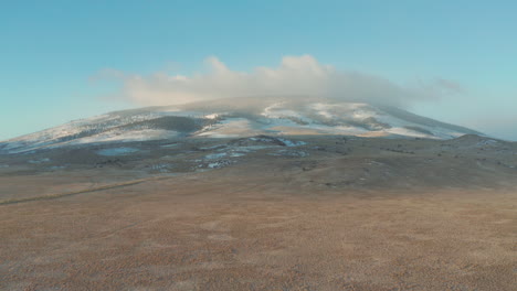 san antonio mountain on new mexico colorado border with fog on summit