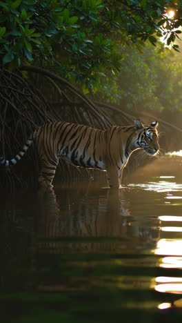 tiger in a mangrove forest