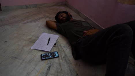 alone writer sleeping after writing letter to nature in the pendemic and lockdown time