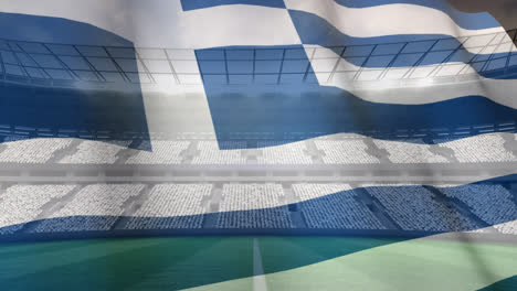 greece flag and football stadium