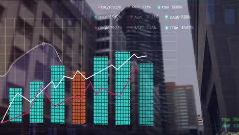 Animación-Del-Procesamiento-De-Datos-Financieros-Sobre-Personas-Caminando-Y-Paisaje-Urbano