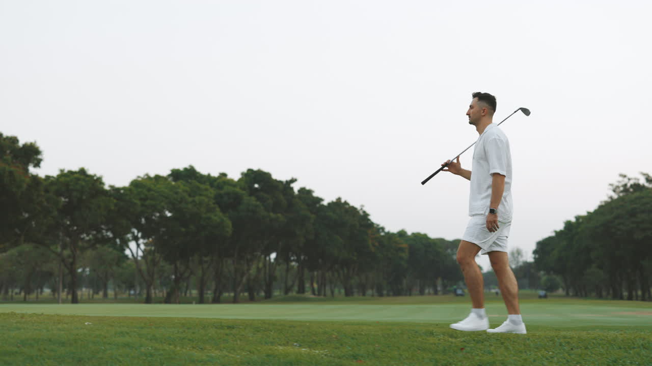 Man walking on a golf course