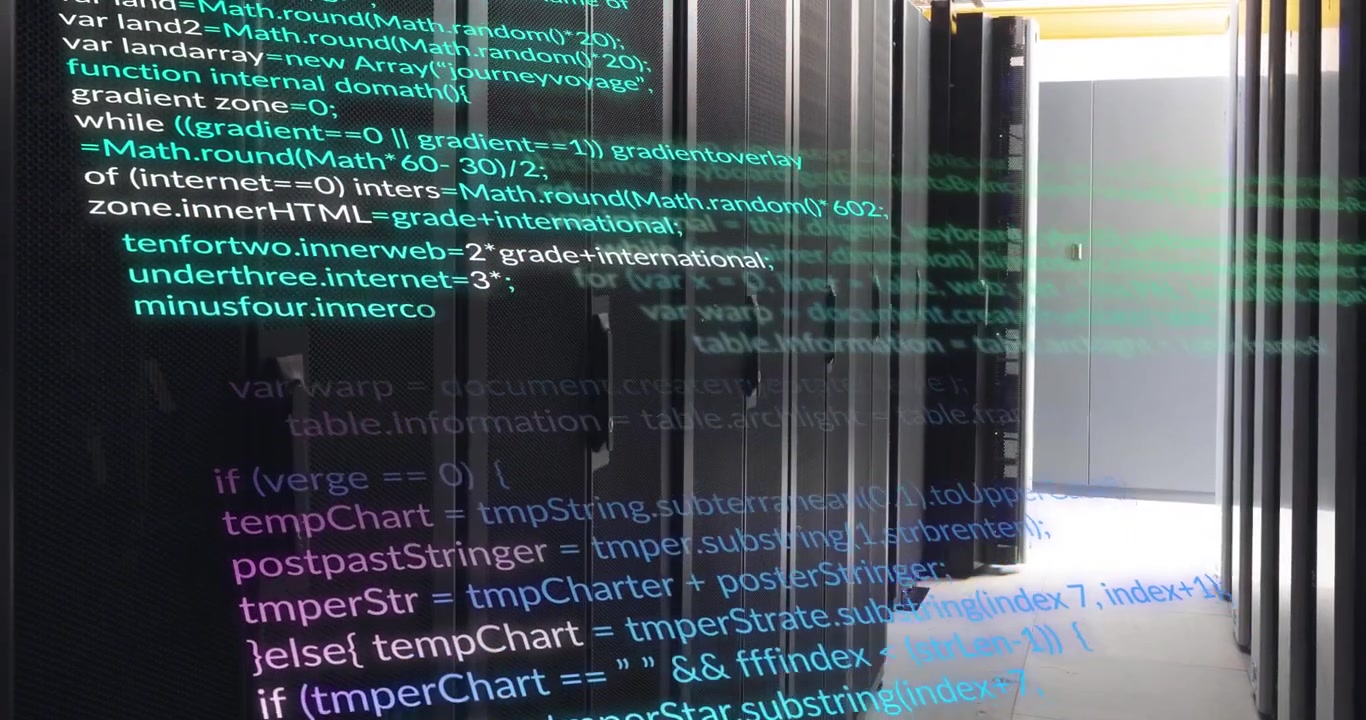 Animation of data processing against computer server room