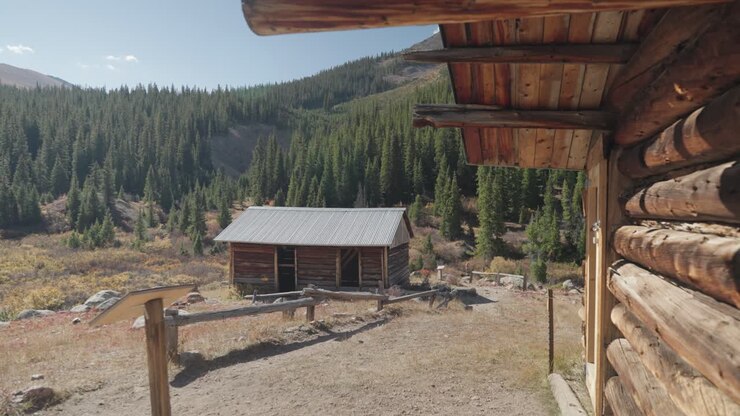 Remote Log Cabin in a Mountain Forest