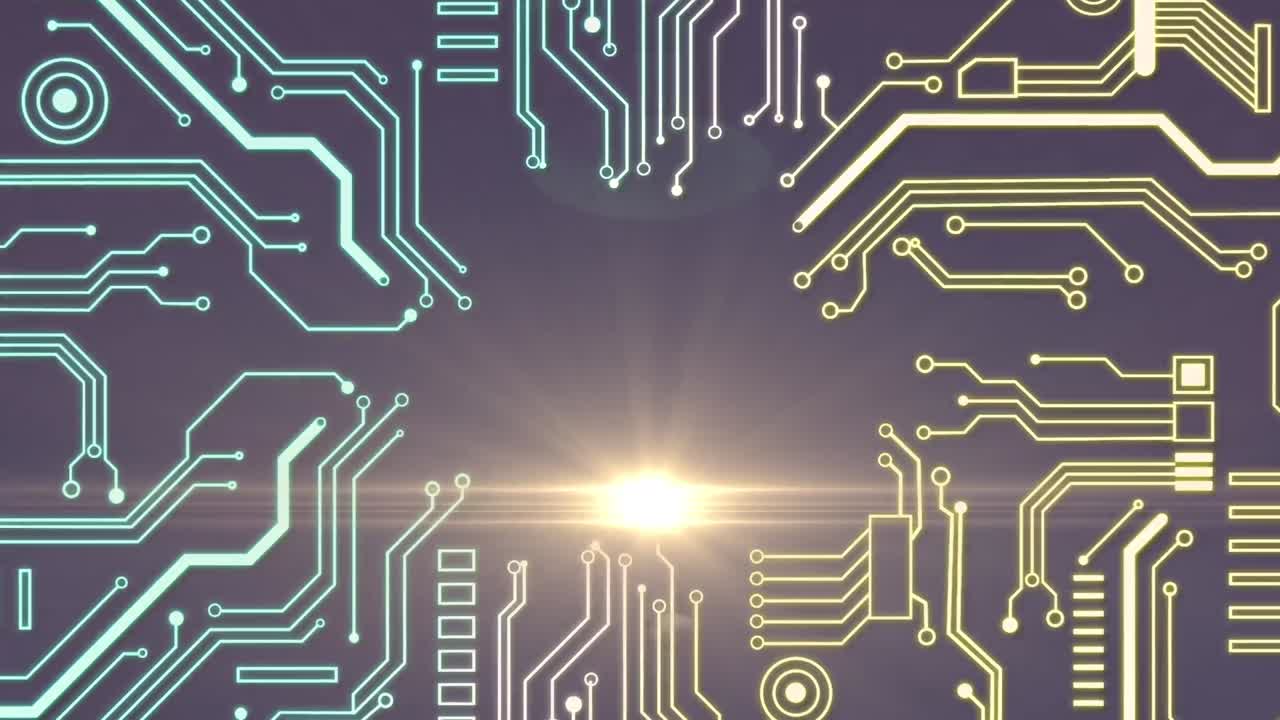 집적 회로를 가로질러 움직이는 빛의 애니메이션