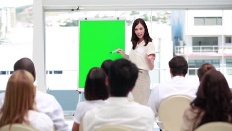 Mujer-De-Negocios-Haciendo-Una-Presentación