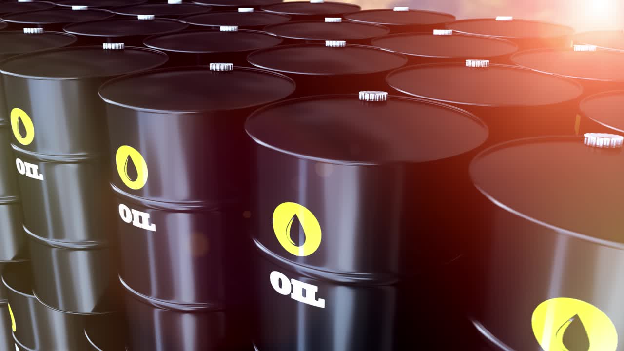 검은색의 금속 기름 배럴: loopable 3d 일러스트레이션