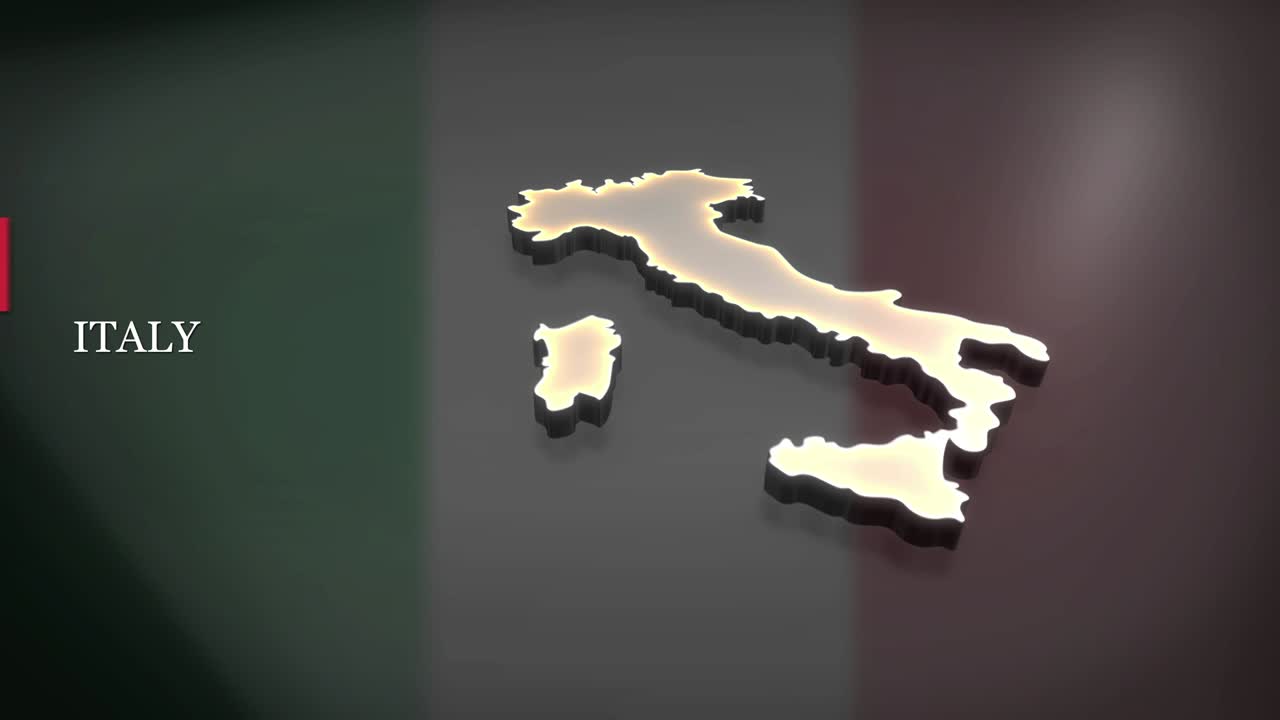 이탈리아의 3d 애니메이션 지도
