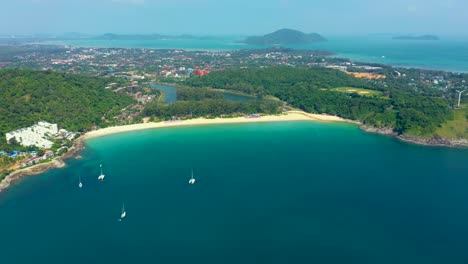 phuket island. tropical island with white sandy beach. beautifull, view from above. tropical island with sandy beach. thailand aerial