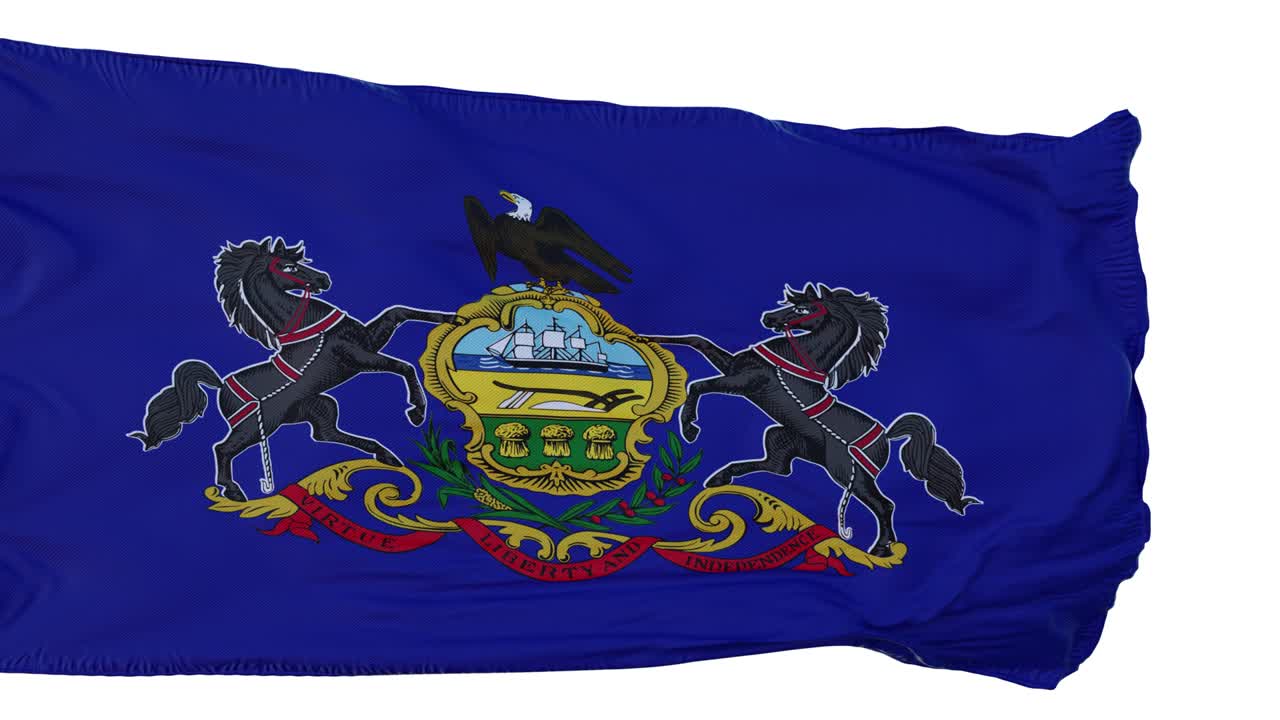 la bandera de pensilvania está aislada en una animación realista.