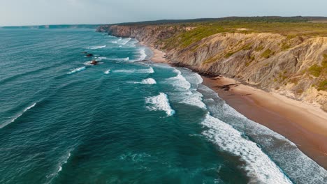 beautiful aerial view of portugal's stunning coastline and serene beach