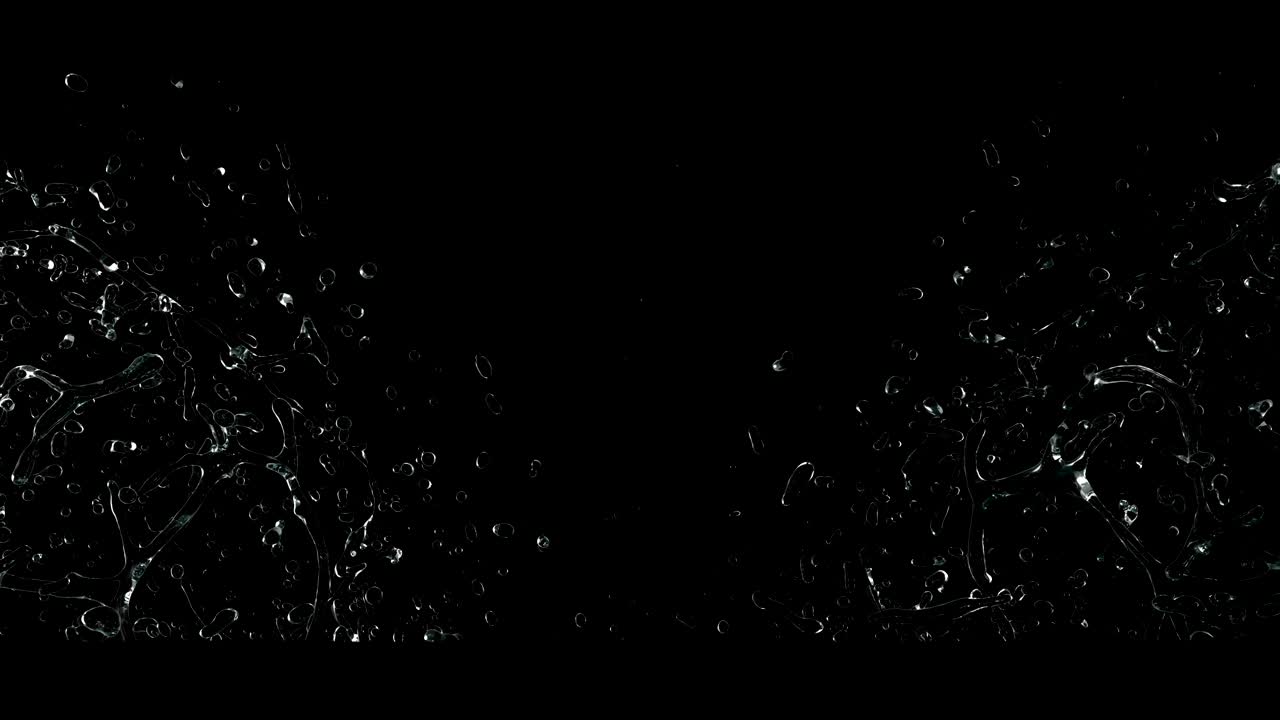 검은색 배경에 크리스탈 은 물 스플래시 애니메이션