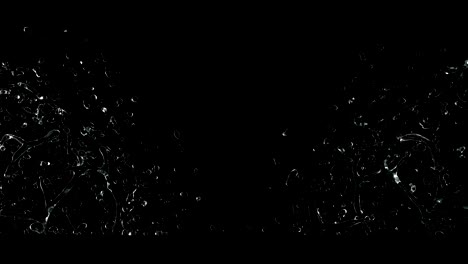 crystal clear water splash animation on black background
