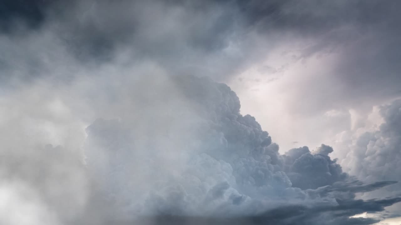 dark sunset sky and thunderstorm