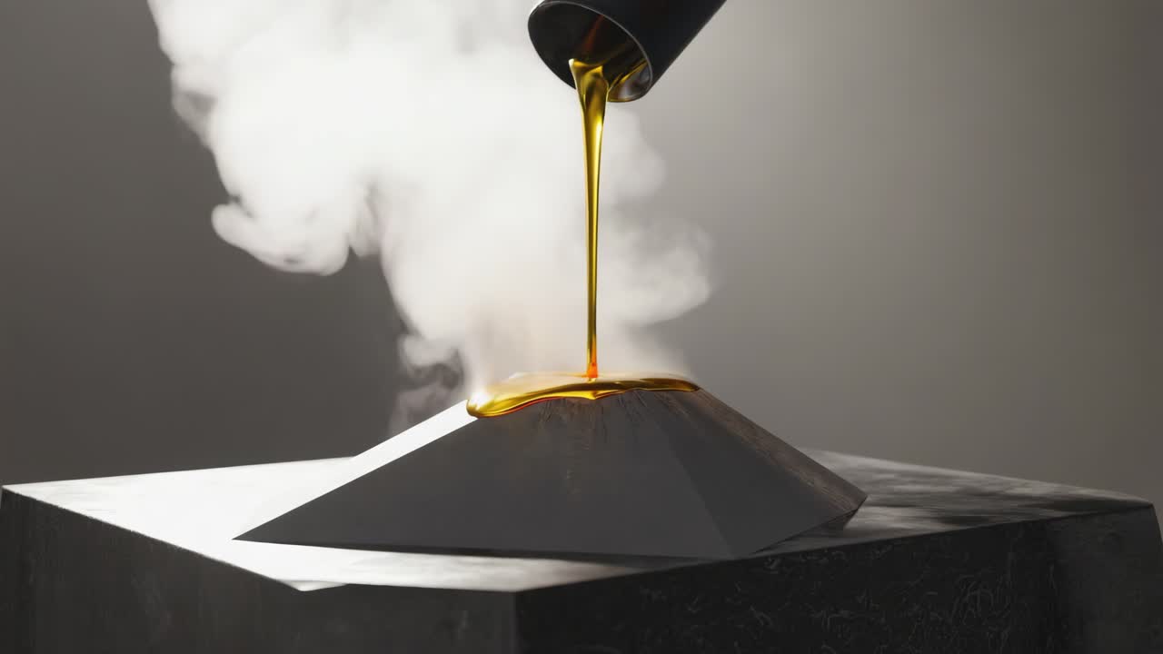 Pouring Gold Oil on Pyramid