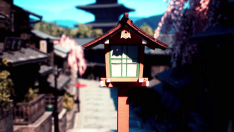 traditional japanese lantern in a quaint village