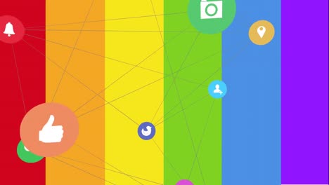 Animation-of-network-of-connections-of-technology-icons-over-rainbow-background