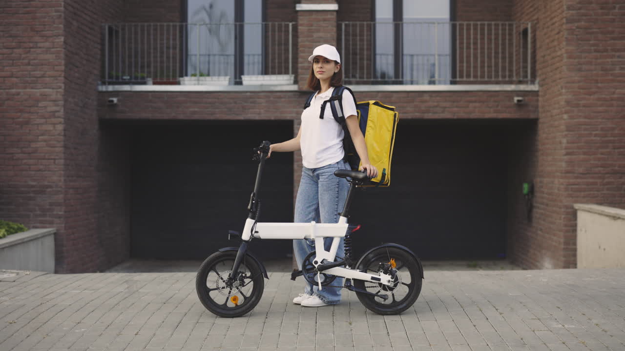 Woman Delivery Person with E-Bike