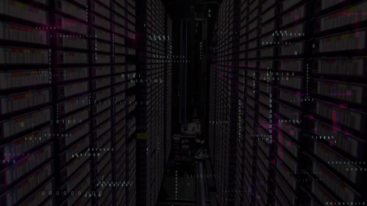 animación del procesamiento de datos en la sala de servidores