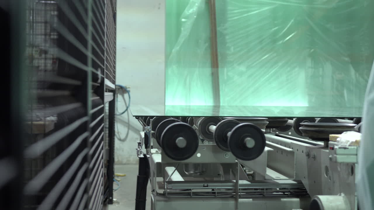 공장에서 기계에서 기계로 큰 물체를 운반