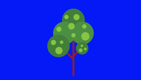 colorful simple animation of a tree icon isolated on a blue screen in 4k