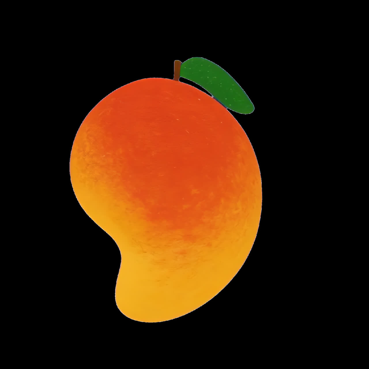 Risorsa animata con illustrazione di mango vivace isolata, video 4K trasparente, canale alfa, ProRes