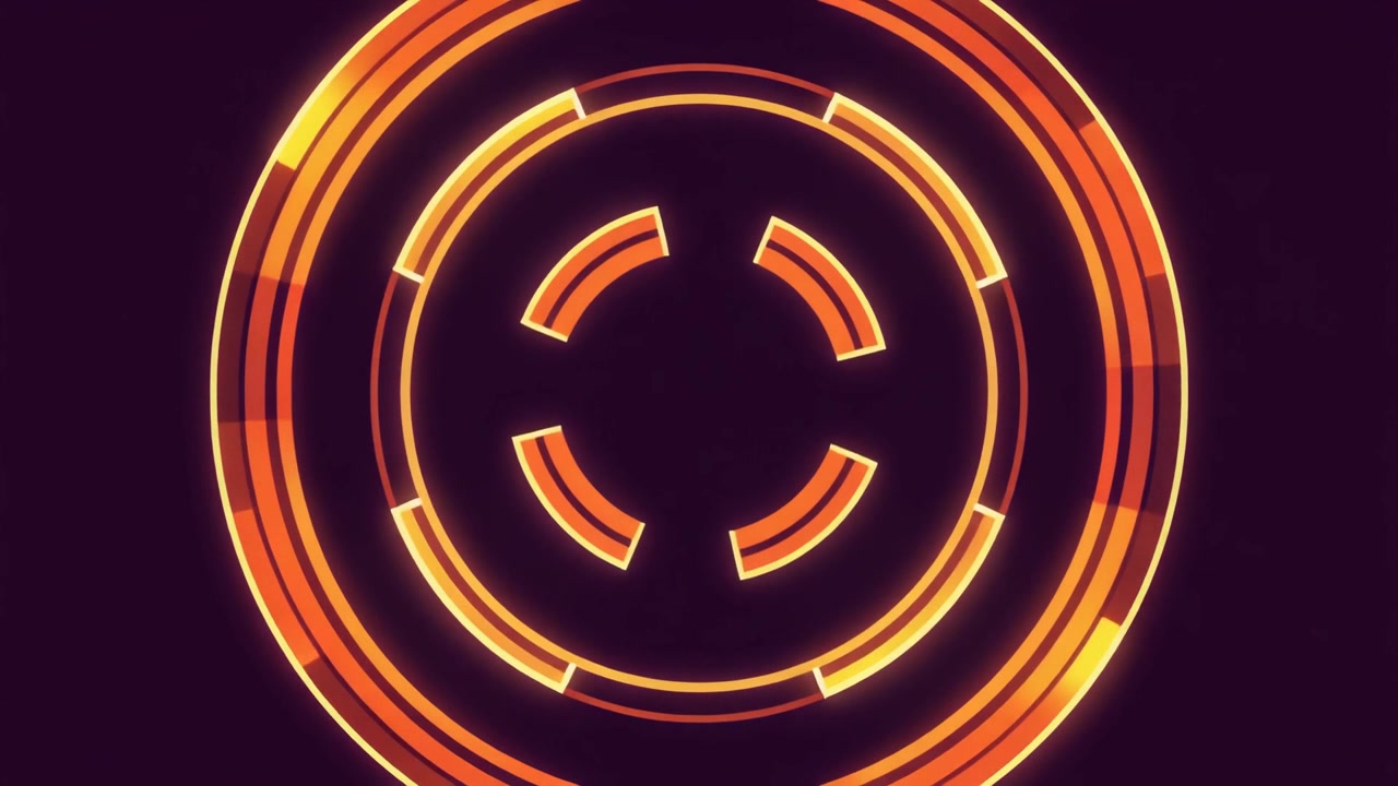 Abstract Glowing Orange Circular HUD Interface Animation