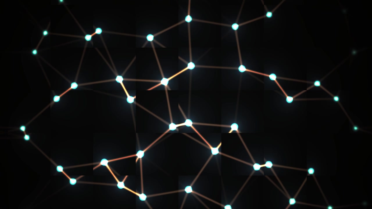 Abstract Digital Network with Glowing Blue Dots and Connecting Lines