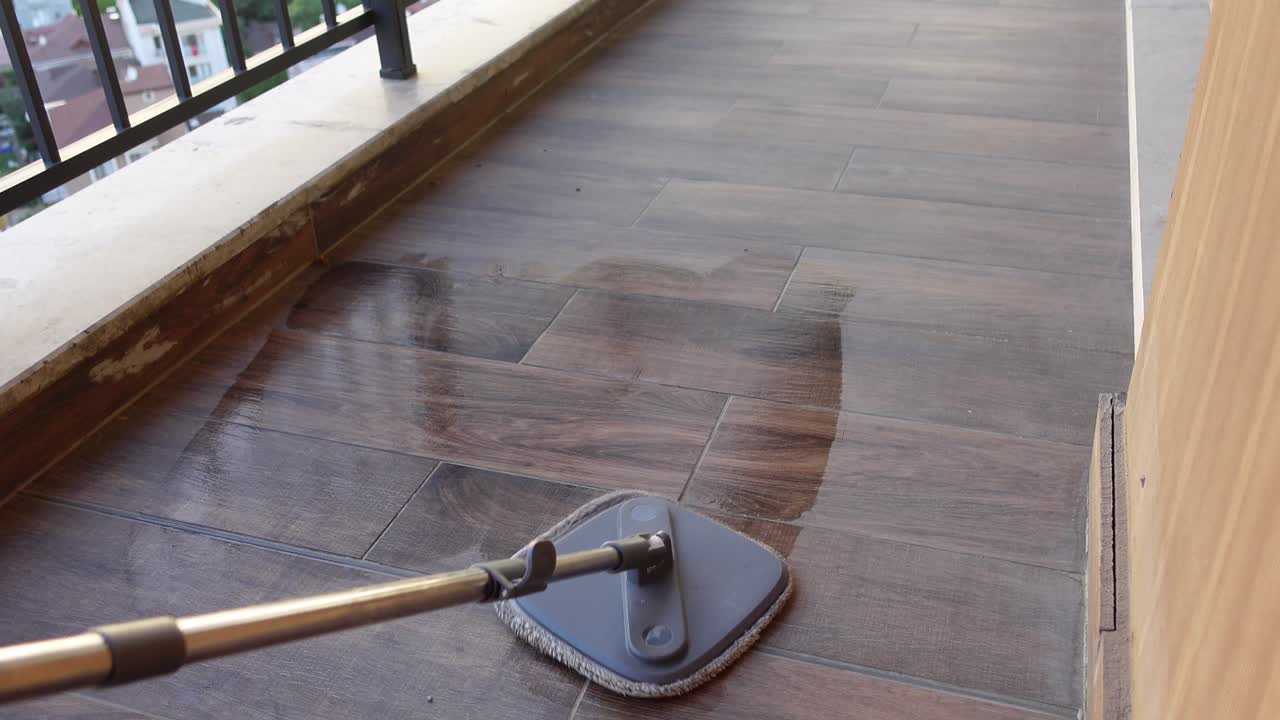Cleaning a balcony