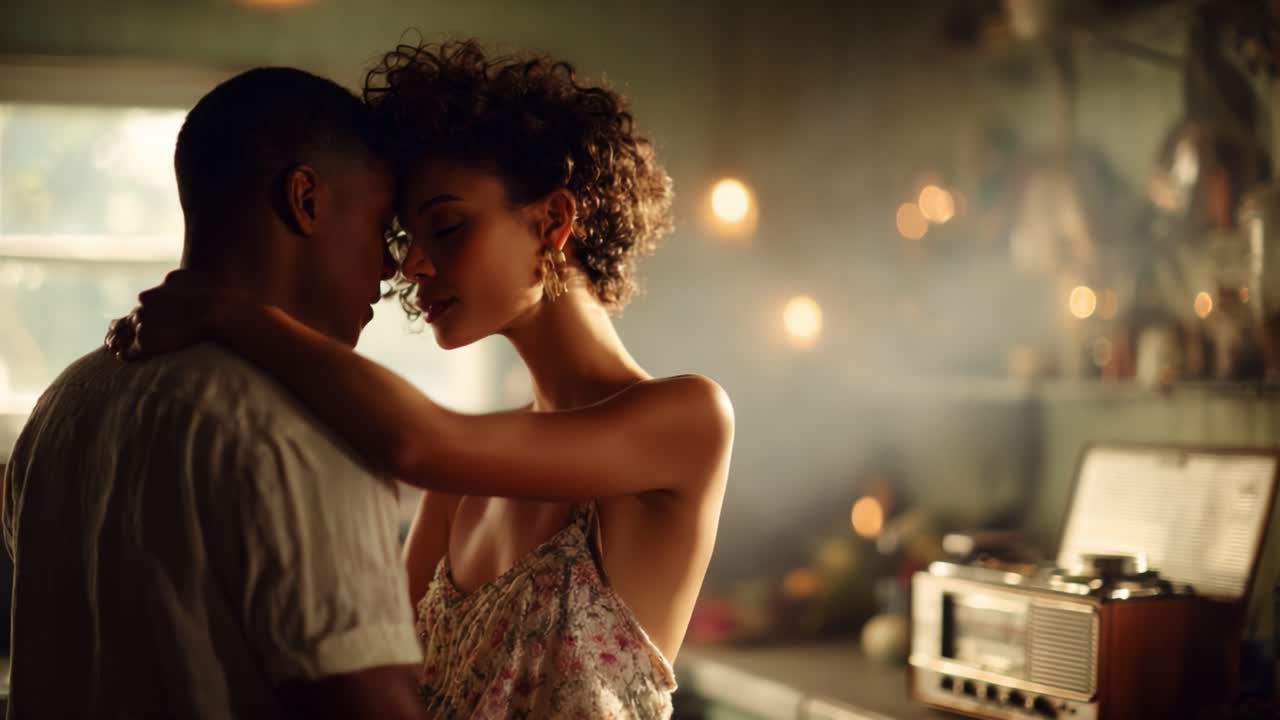 A Tender Embrace: Capturing an Intimate Moment Between Two People in a Dimly Lit Room, Highlighting Connection, Emotion, and the Essence of Love and Attraction