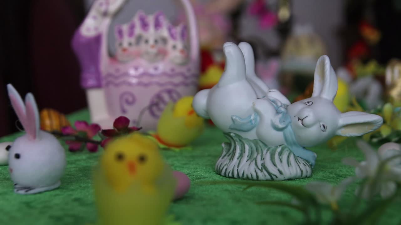 Easter Decoration scenery layout containing easter eggs