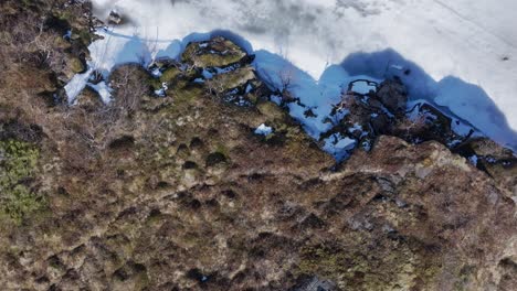 Overhead-View-Of-Frozen-Lake-In-Palvatnet-In-Tjern,-Osen-Norway