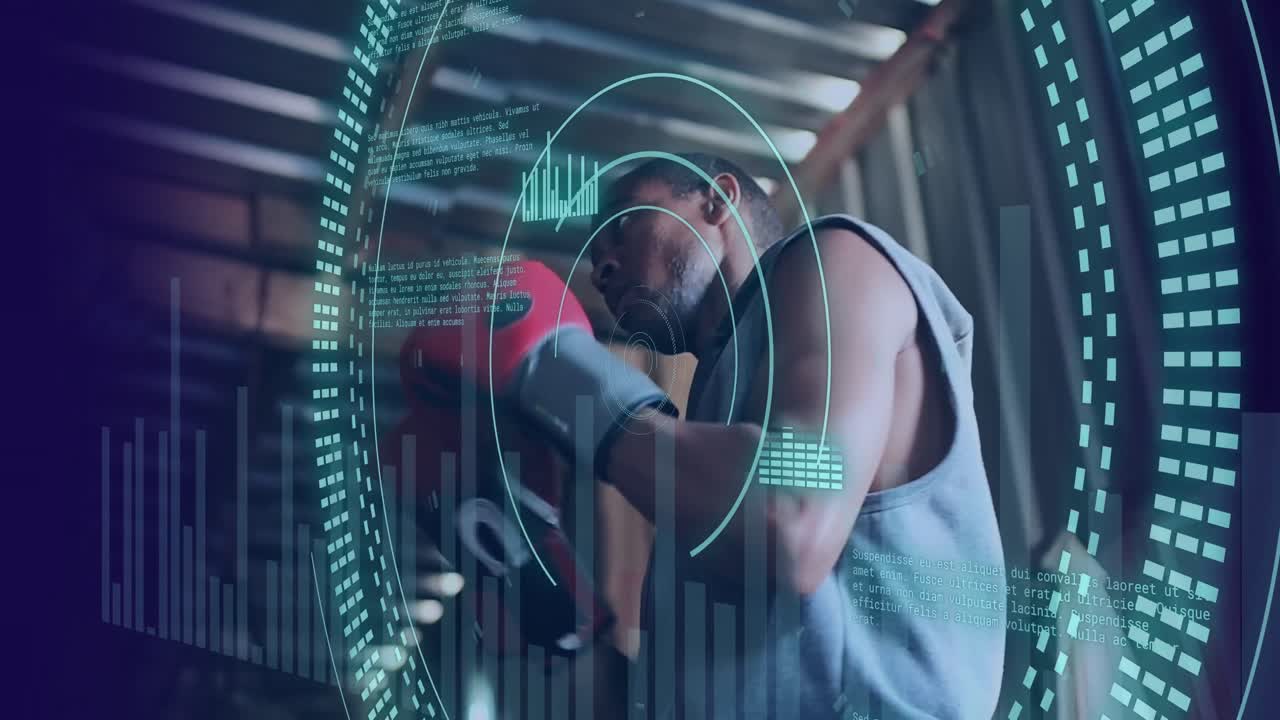 아프리카계 미국인 남성 권투 선수의 치에 대한 스 스캔과 데이터 처리의 애니메이션