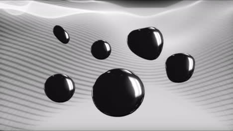 animación de burbujas negras sobre fondo gris con ondas