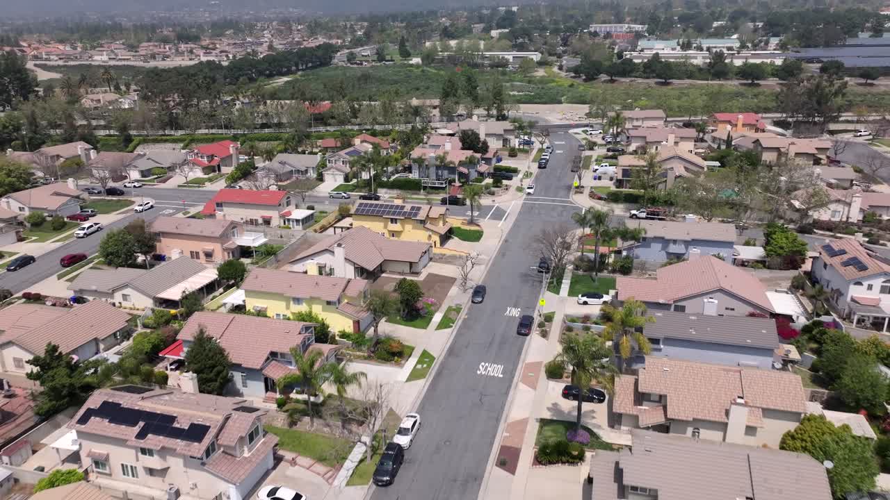 Aerial View of a Suburban Neighborhood in California