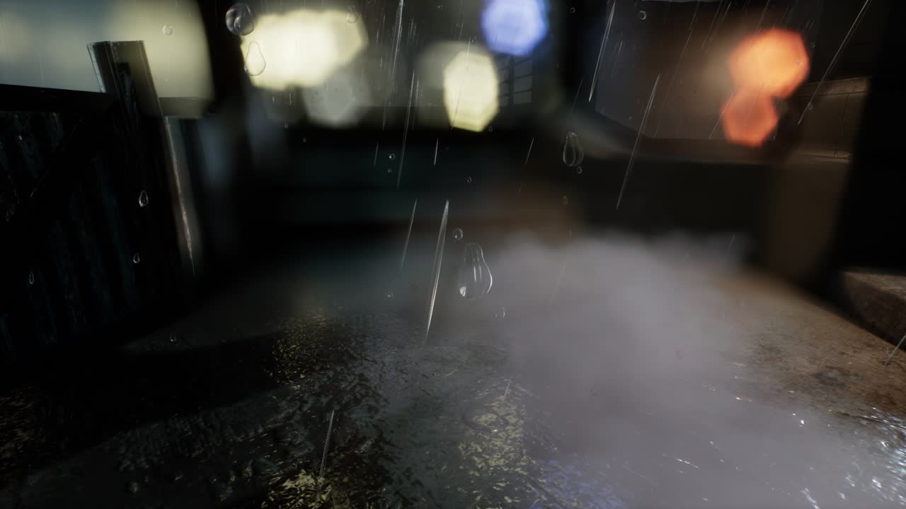 비가 오는 밤 의 도시 풍경