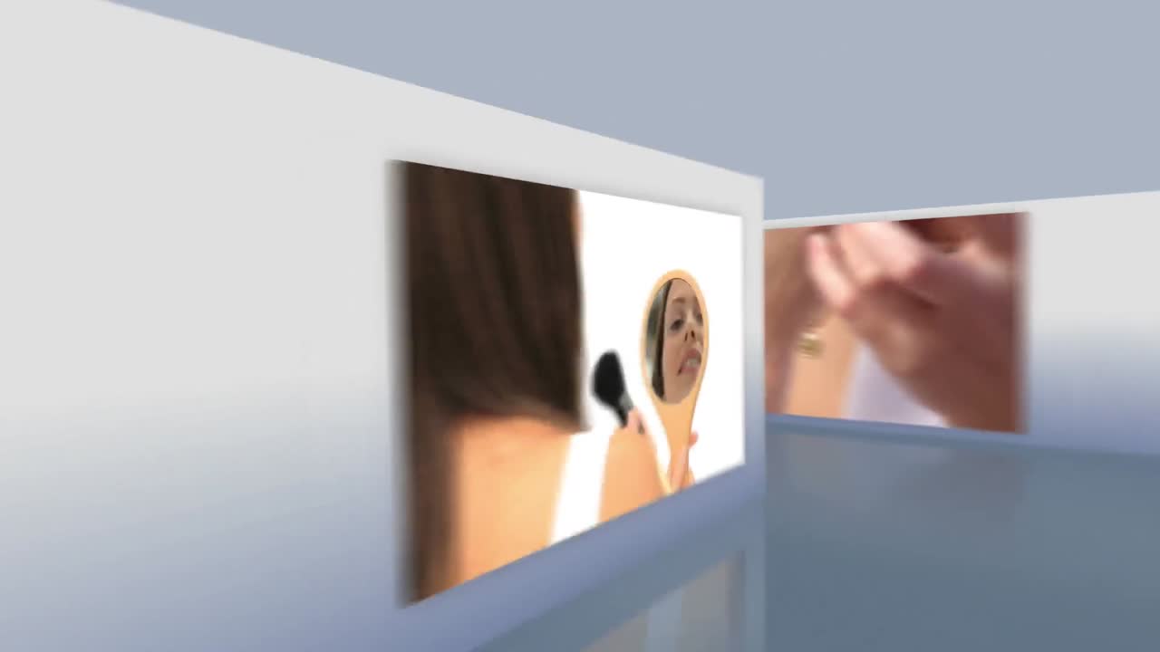 Montage of women making up