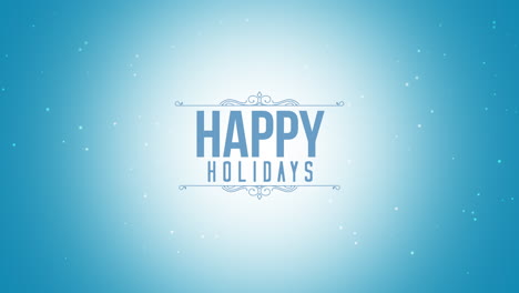 Happy-Holidays-with-snow-and-frame-on-blue-gradient